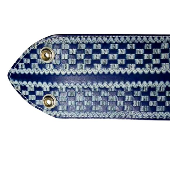 VINTAGE Southwestern Aztec Pattern Wide Double Buckle Leather and Seed Bead Belt main image 8